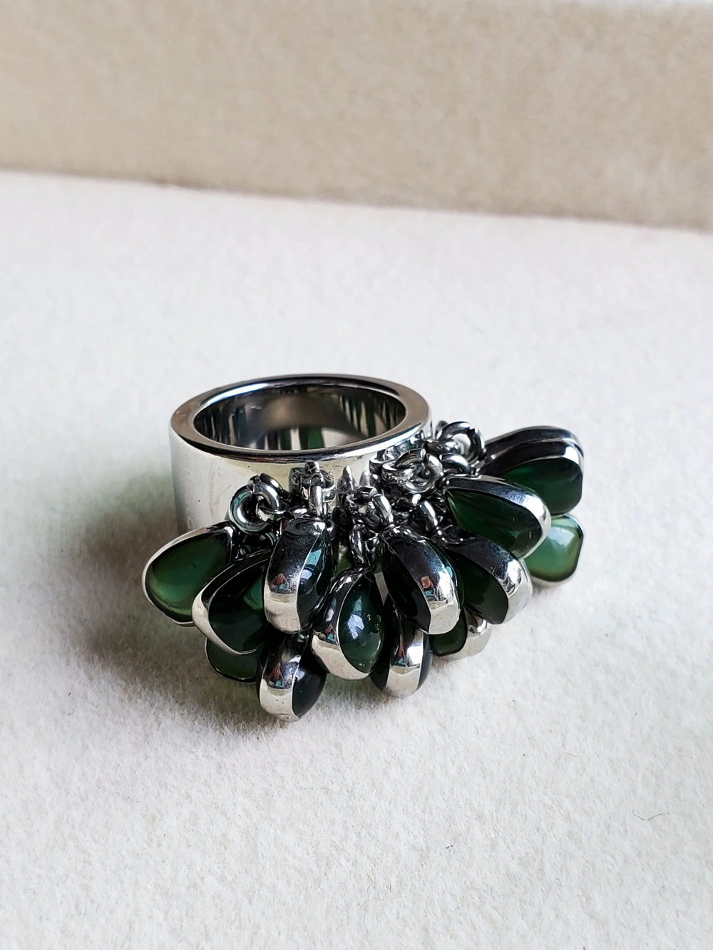 Swatch Green Petal Statement Ring | Chunky Designer Fashion Ring | Size 5.5